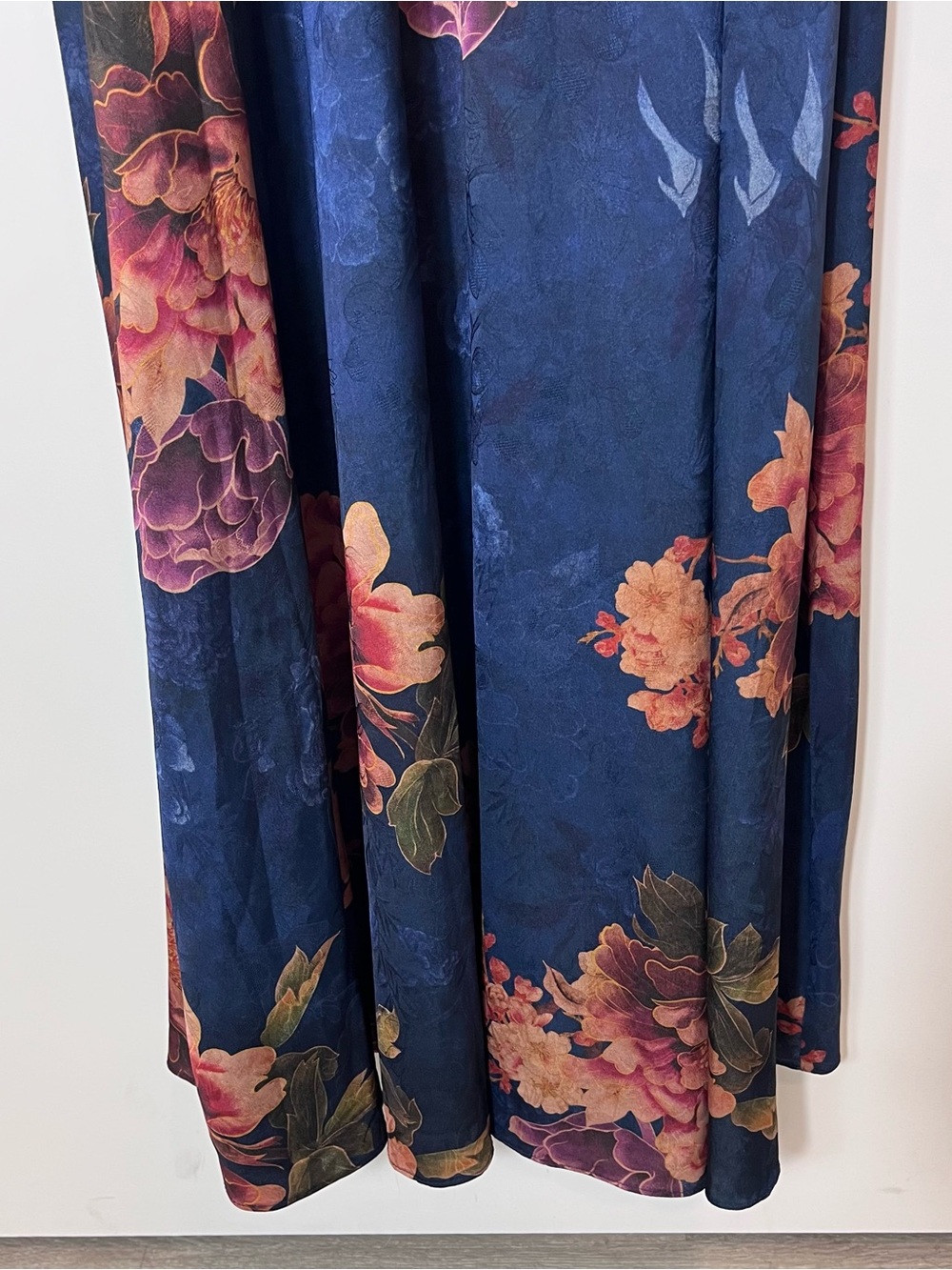 Baltic Born Colina Maxi Dress Navy Blue Floral Women's XL Side Slit Tie Waist - Picture 6 of 11